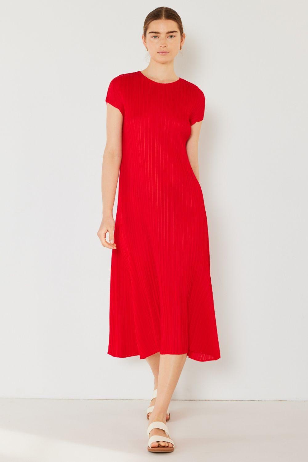 Marina West Swim Pleated Cap Sleeve A-Line Dress Carauana Store