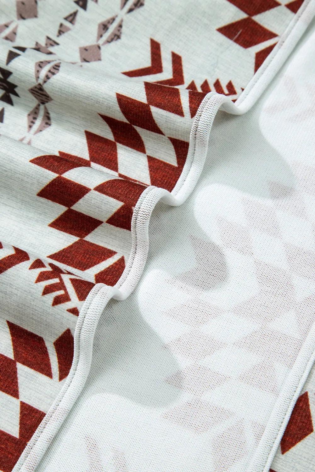 Geometric Open Front Long Sleeve Cover Up Carauana Store