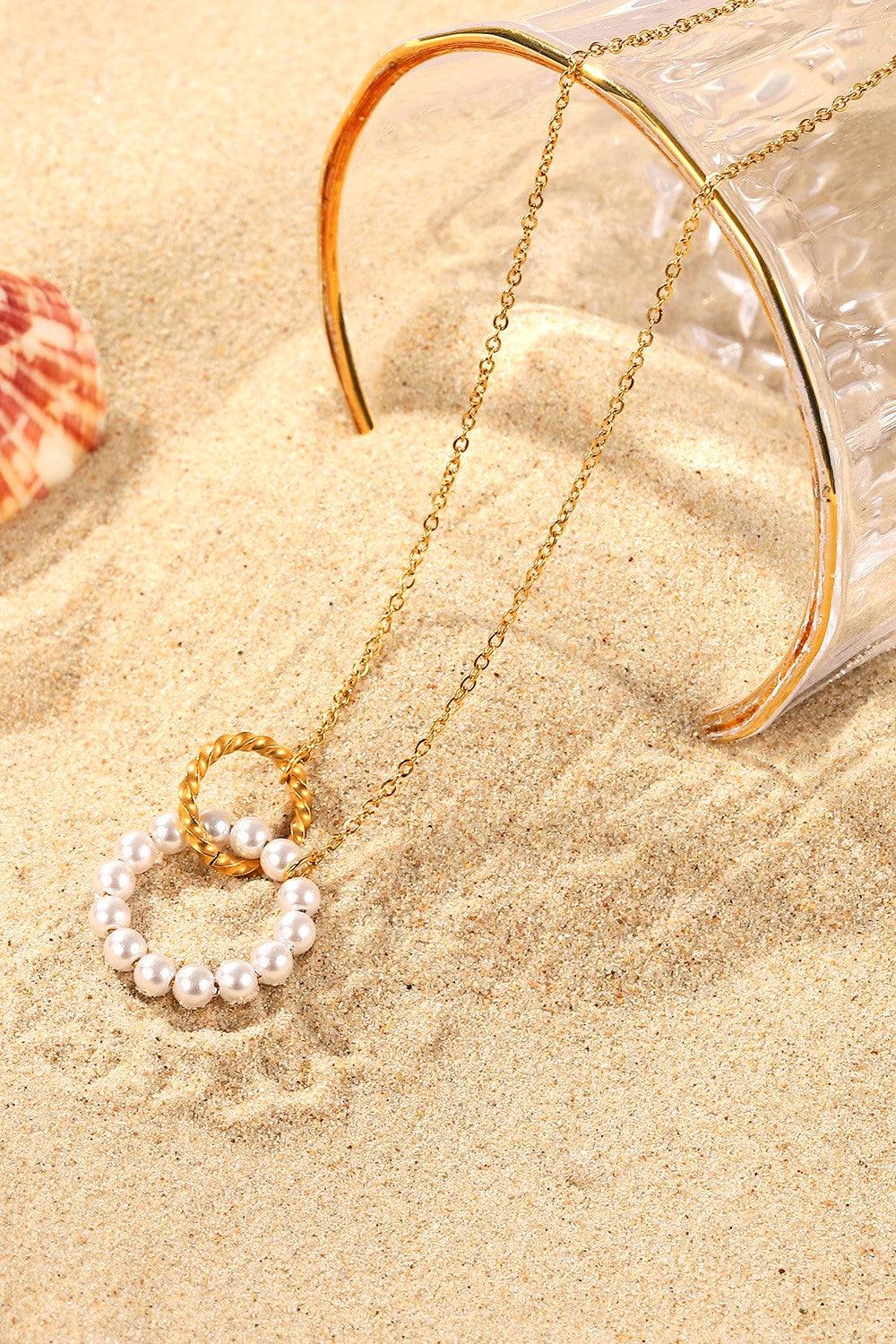 Pearl Hoop Link Pendant Necklace Carauana Store