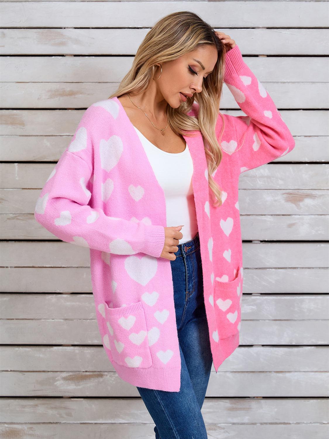 Angel Wings Heart Open Front Long Sleeve Cardigan Carauana Store