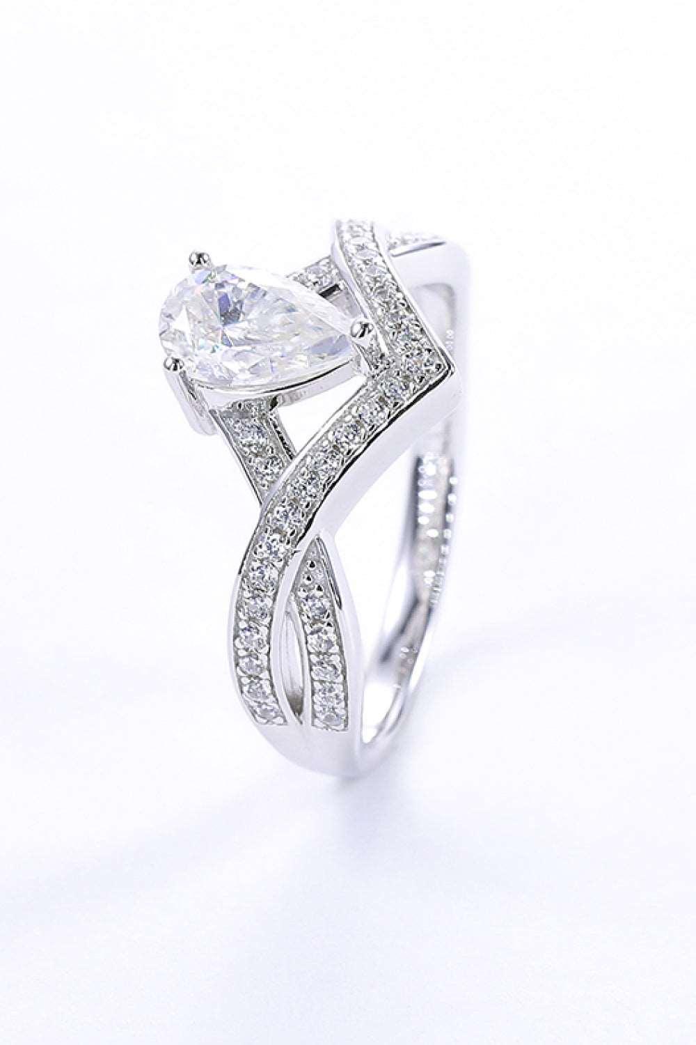 1 Carat Moissanite Teardrop 925 Sterling Silver Ring Carauana Store