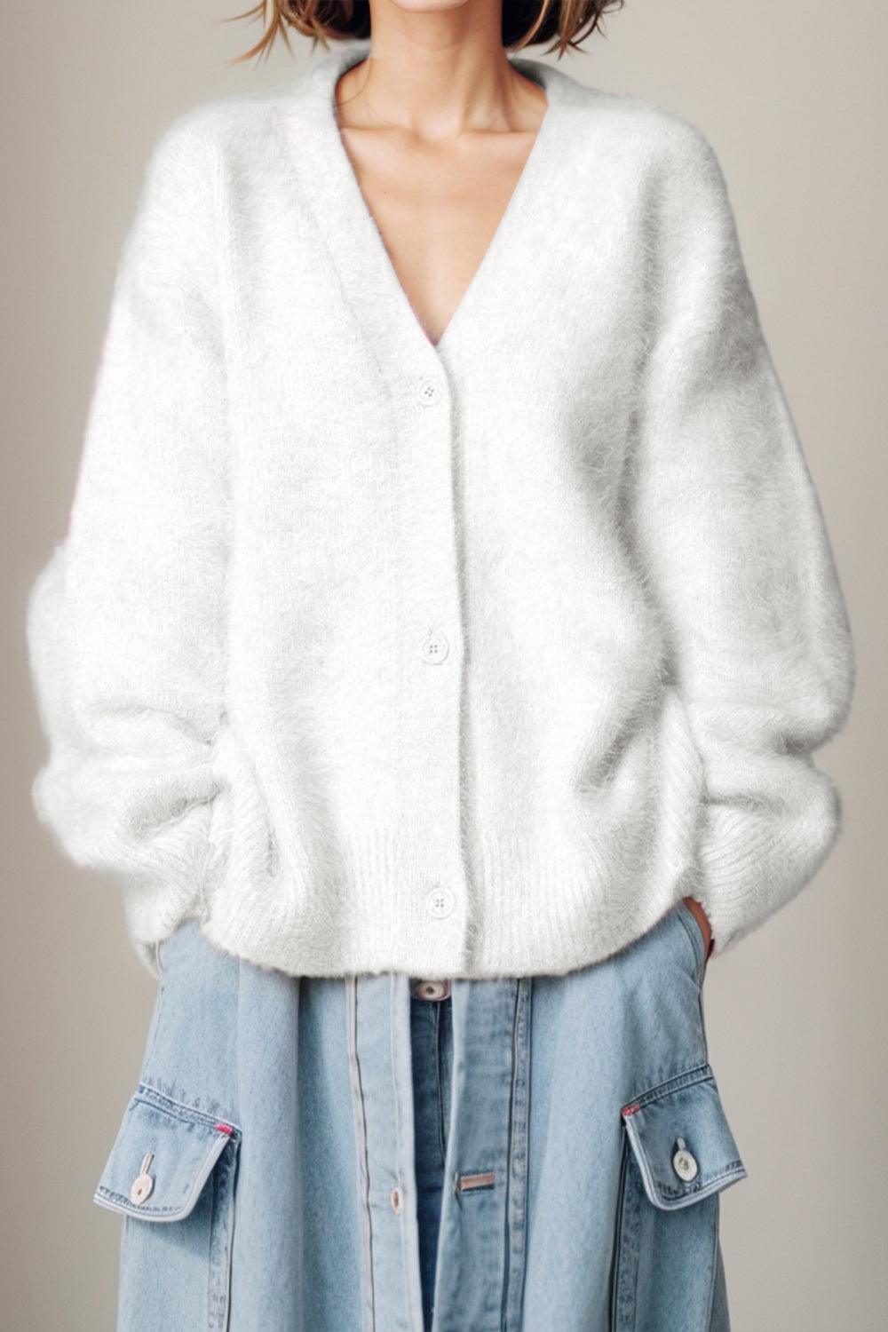 Button Up Dropped Shoulder Cardigan Carauana Store