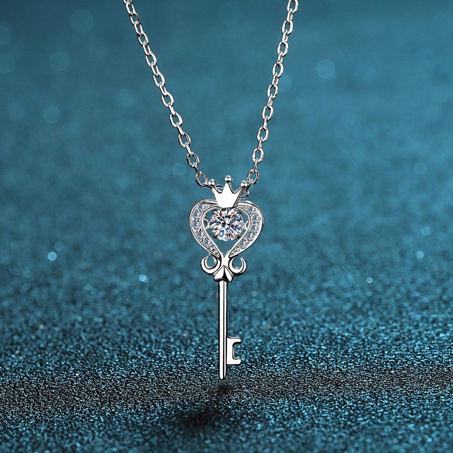 Key Shape Moissanite 925 Sterling Silver Necklace Carauana Store