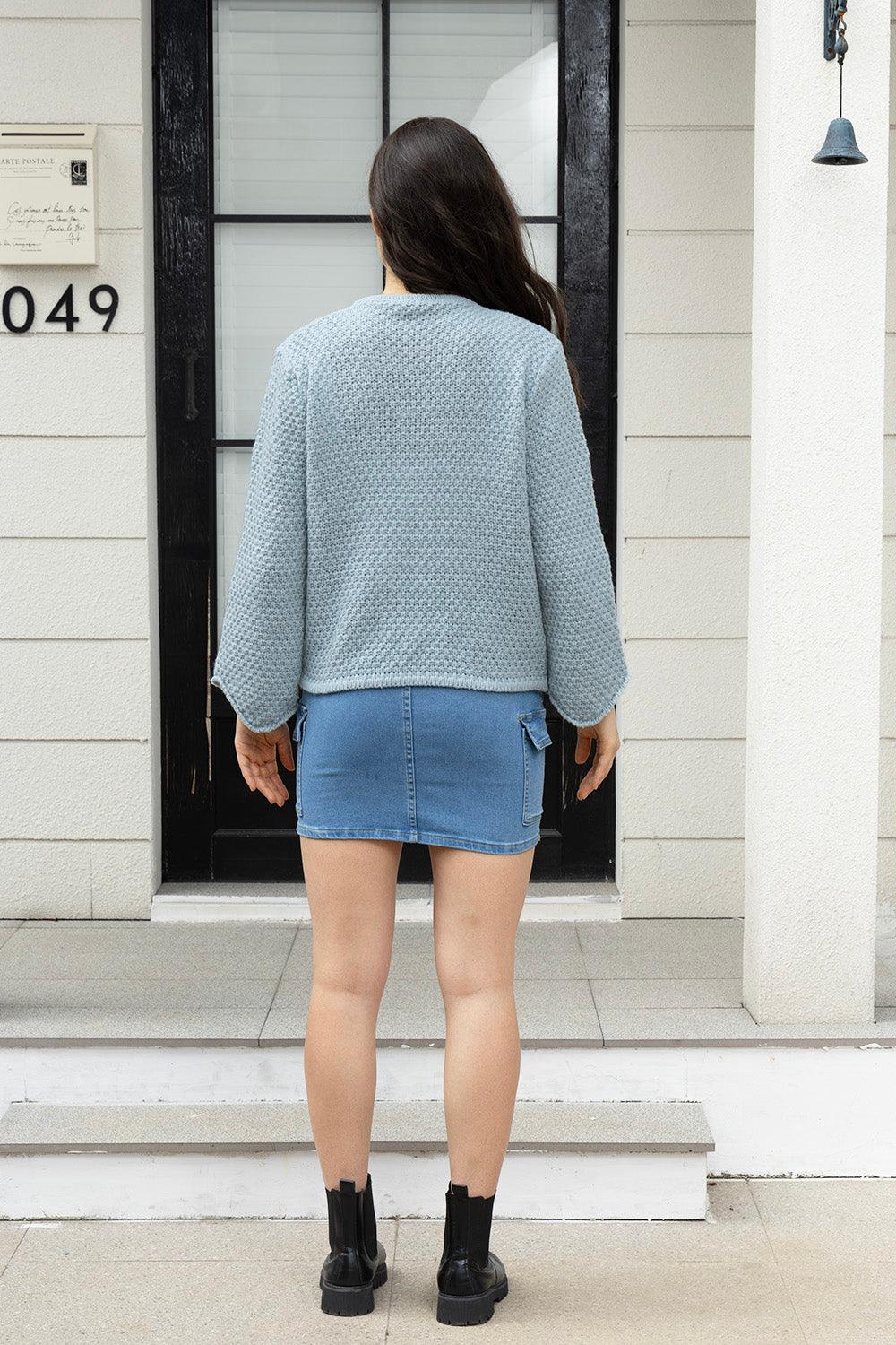 Button Up Long Sleeve Cardigan with Pockets Carauana Store