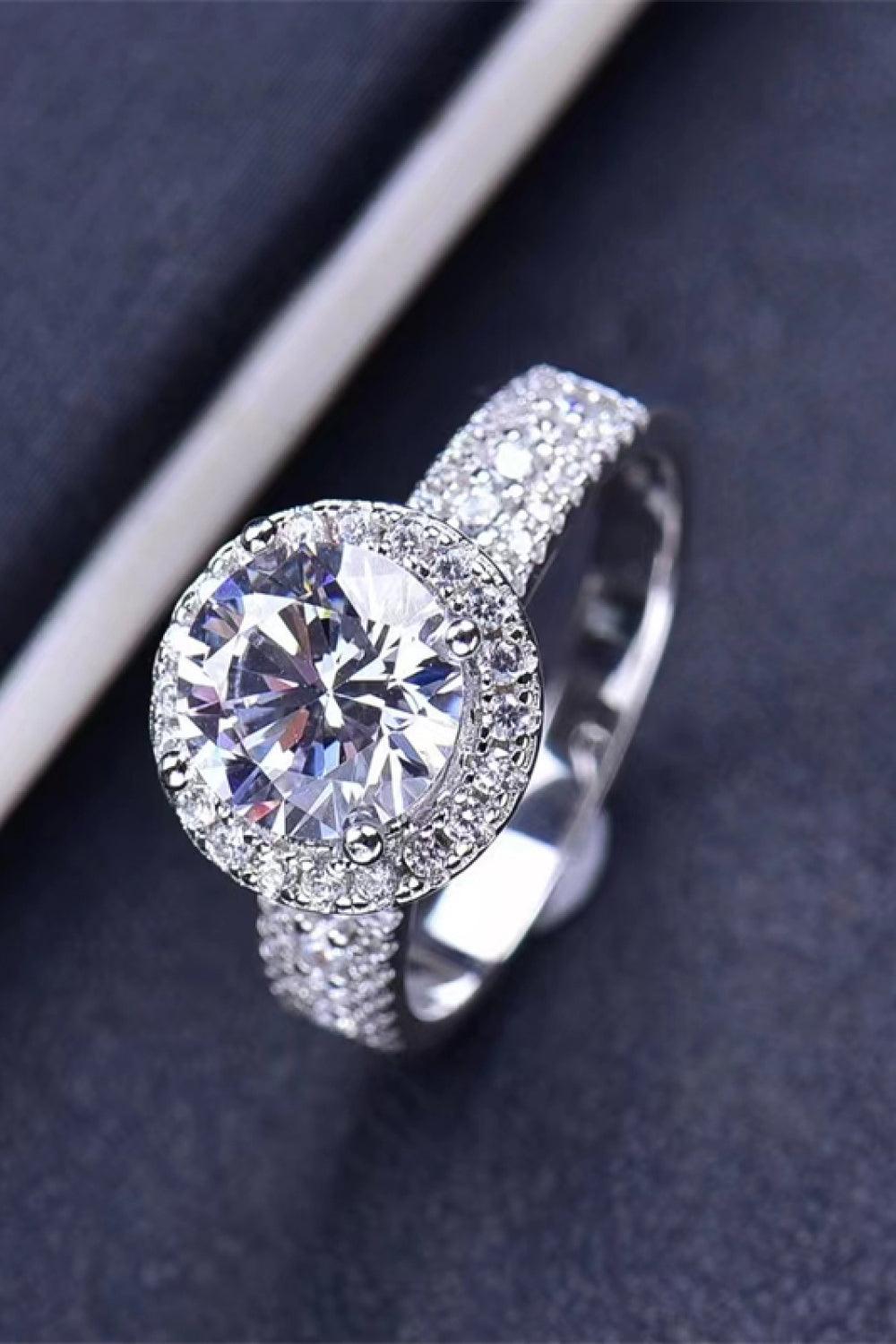 Four-Prong 2 Carat Moissanite Round Ring Carauana Store