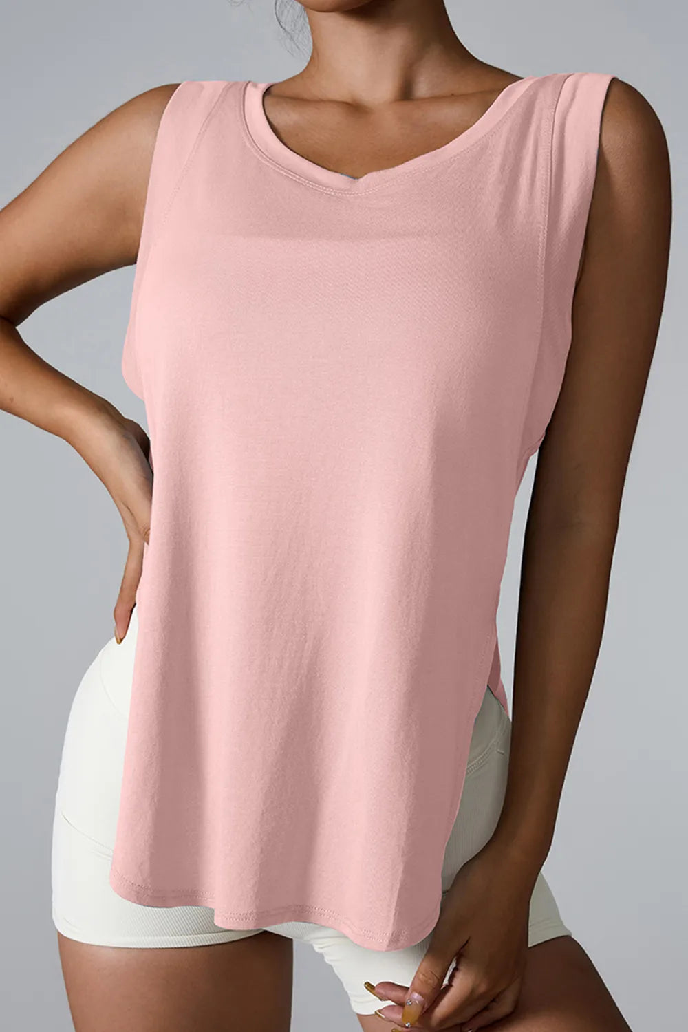 Slit Round Neck Active Tank Carauana Store