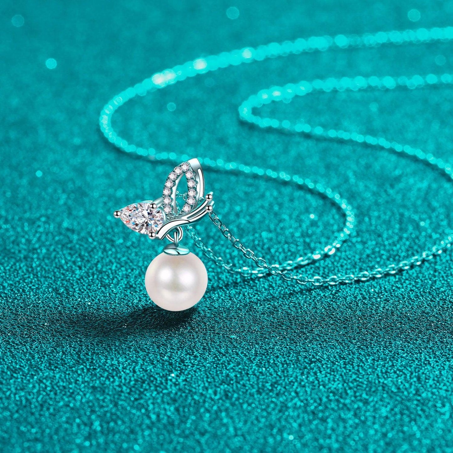Natural Pearl Pendant Moissanite 925 Sterling Silver Necklace Carauana Store