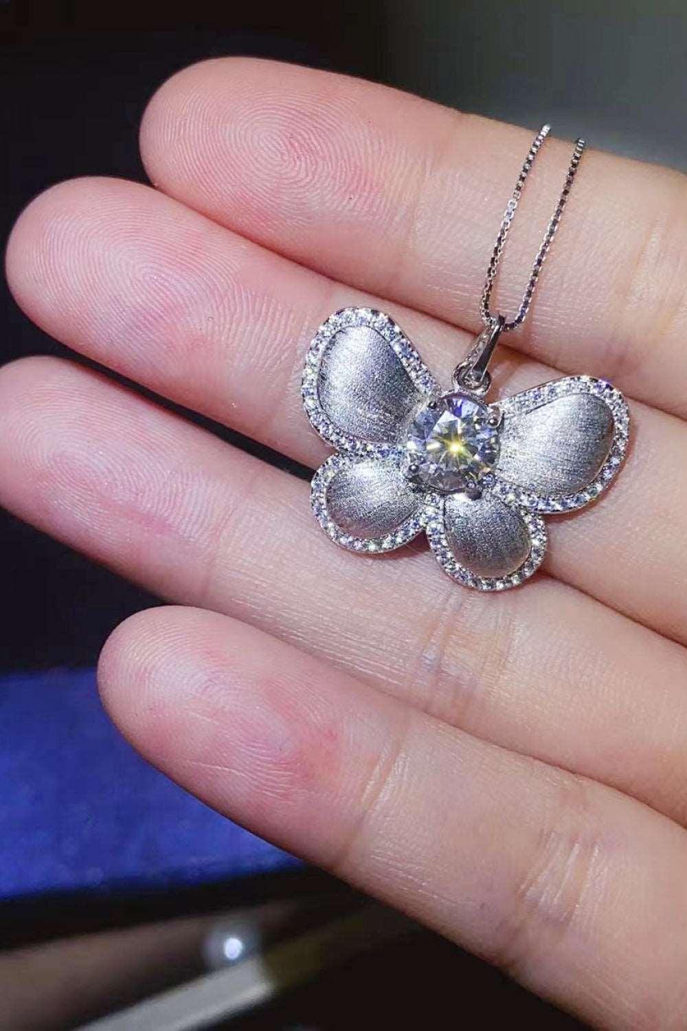 1 Carat Moissanite Butterfly Pendant Necklace Carauana Store