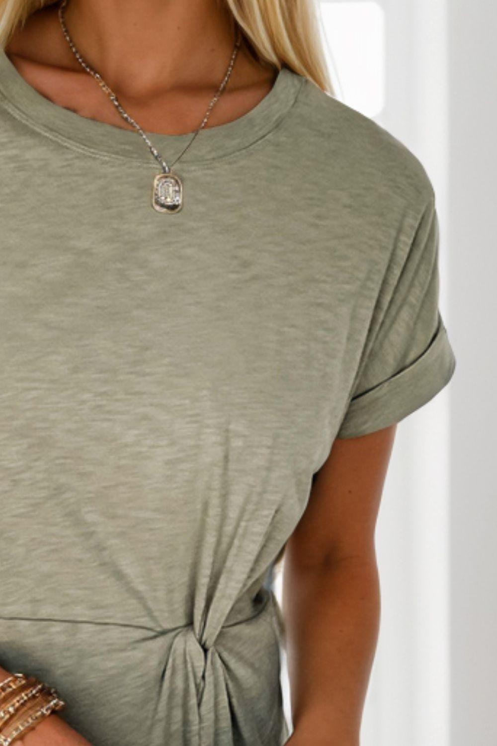 Twisted Round Neck Short Sleeve Dress Carauana Store
