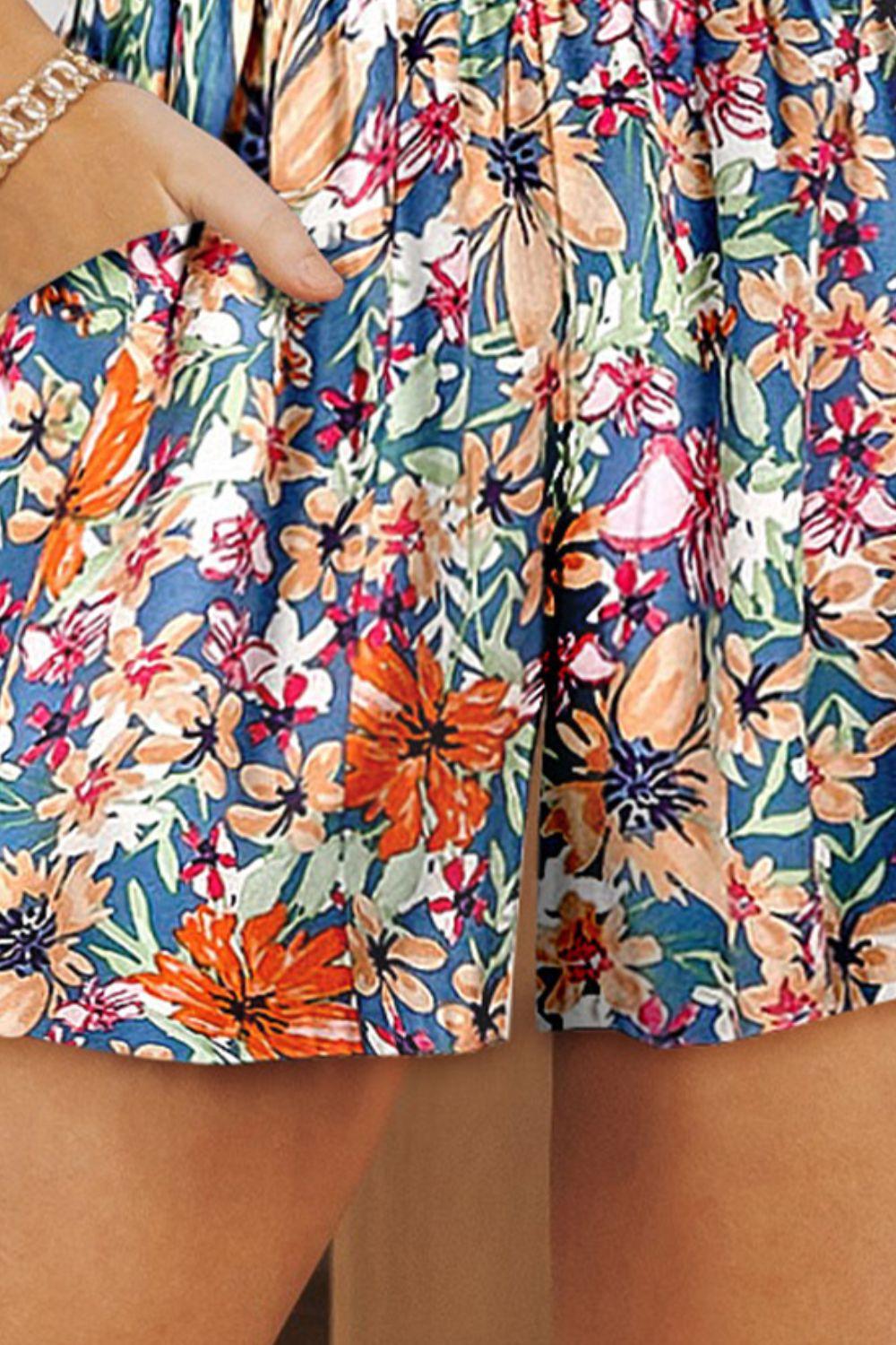 Floral High Waist Shorts with Pockets Carauana Store