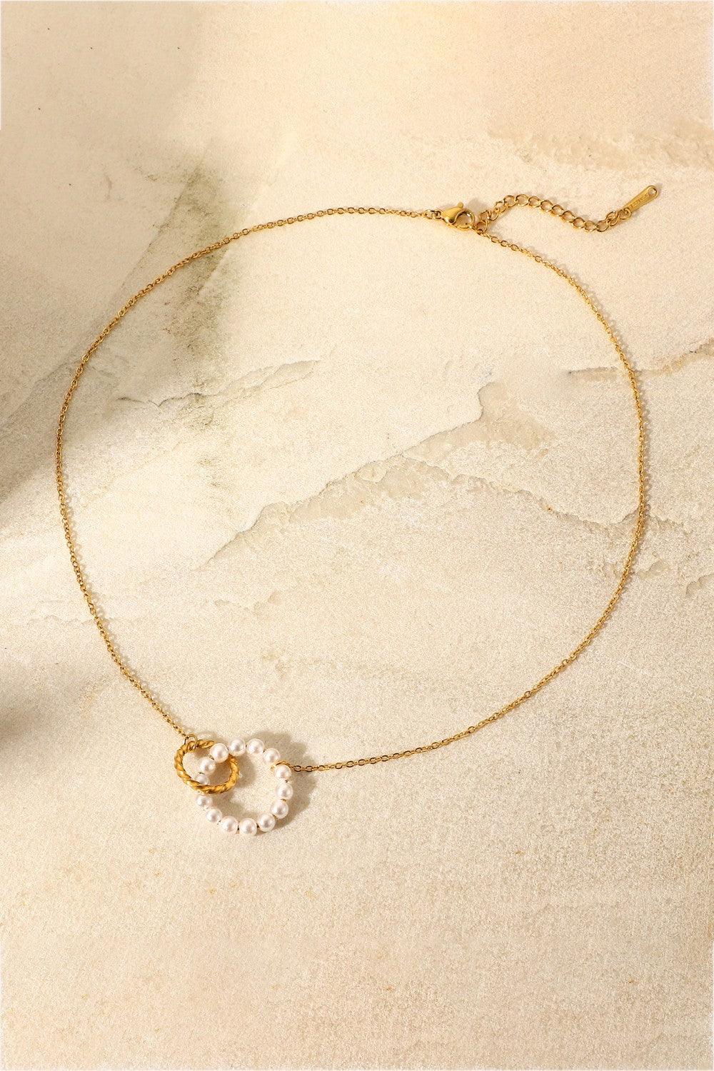Pearl Hoop Link Pendant Necklace Carauana Store