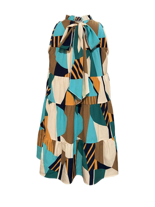 Printed Mock Neck Mini Dress Carauana Store