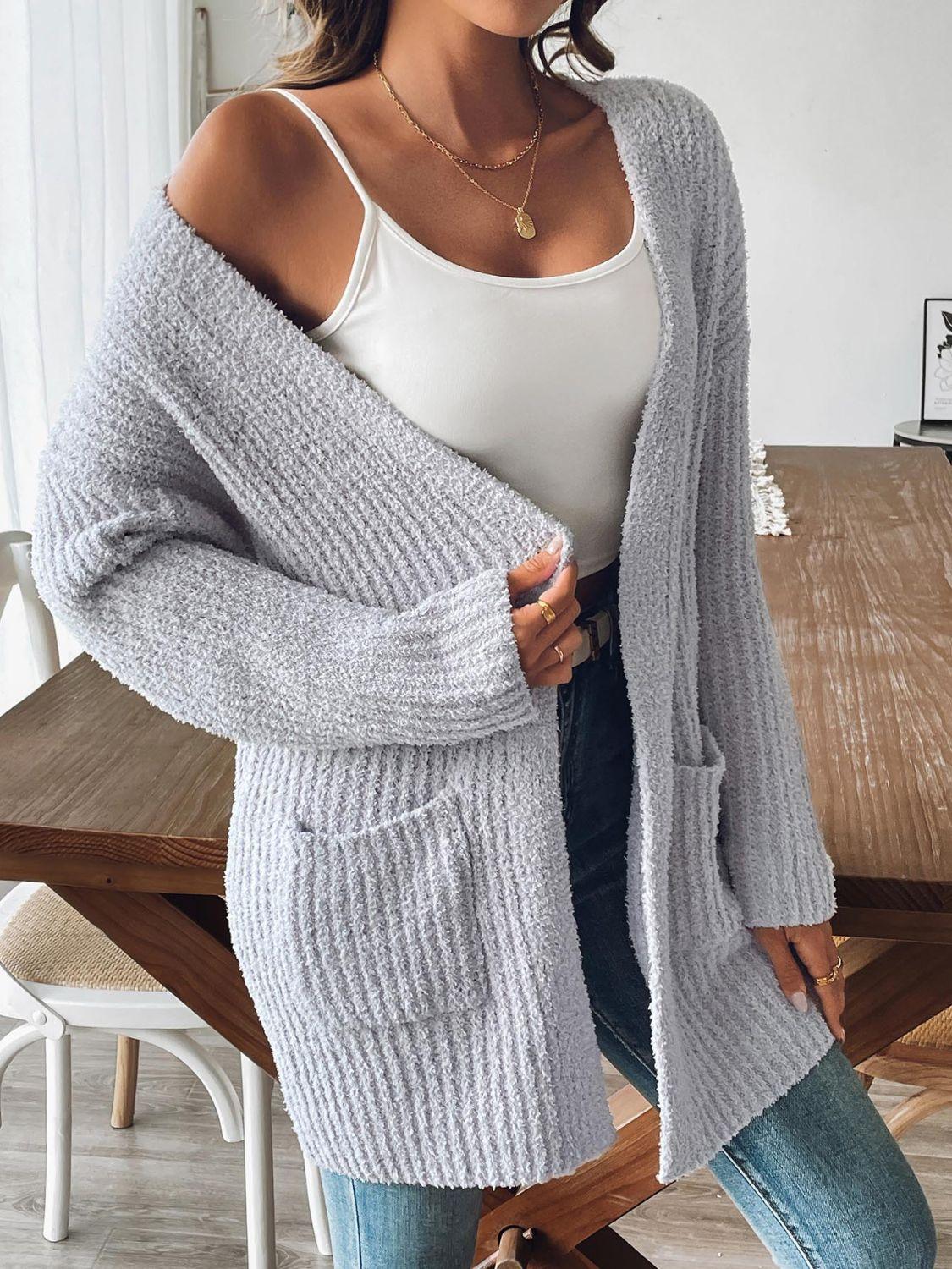 Open Front Long Sleeve Cardigan Carauana Store