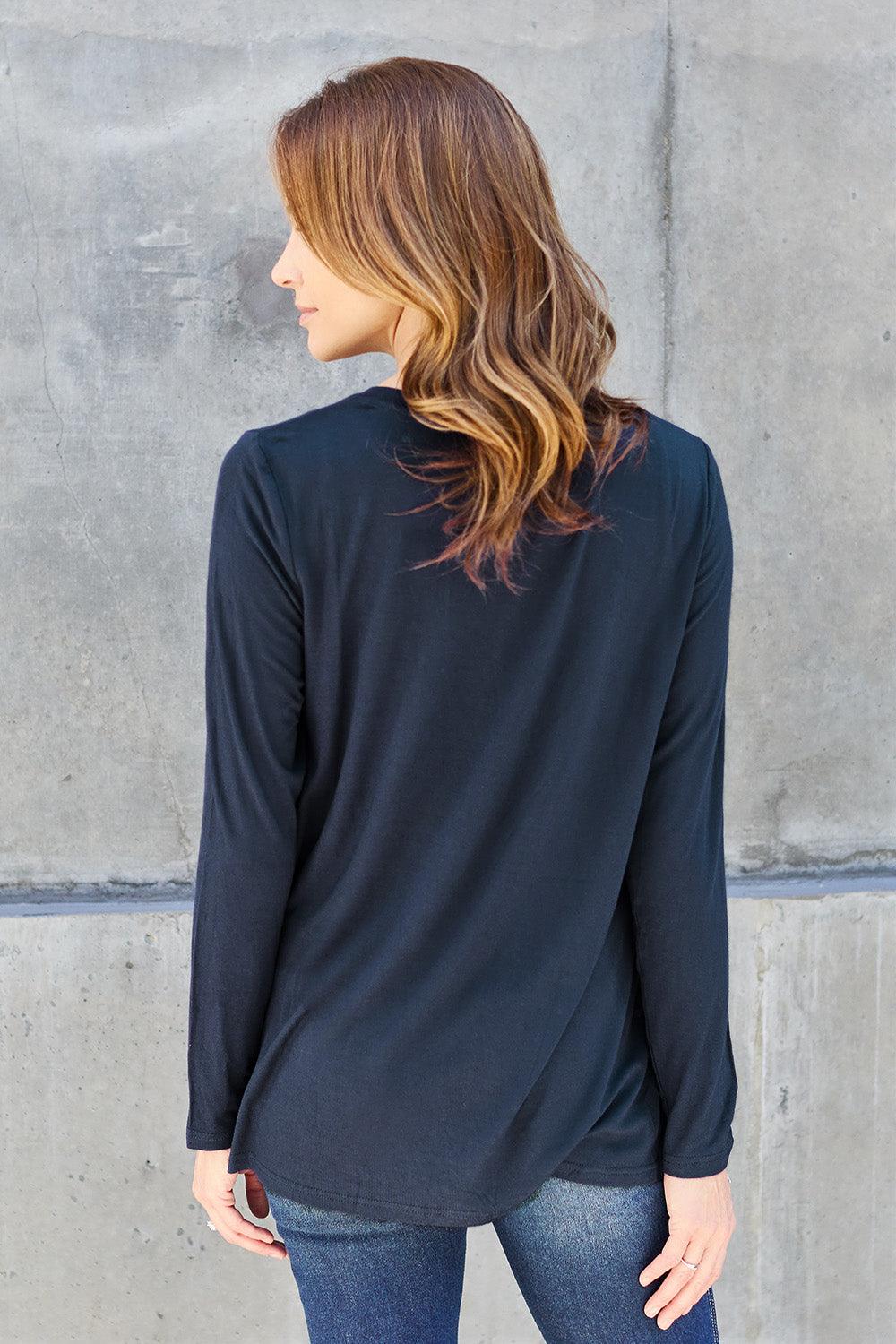 Basic Bae Full Size V-Neck Long Sleeve Top Carauana Store