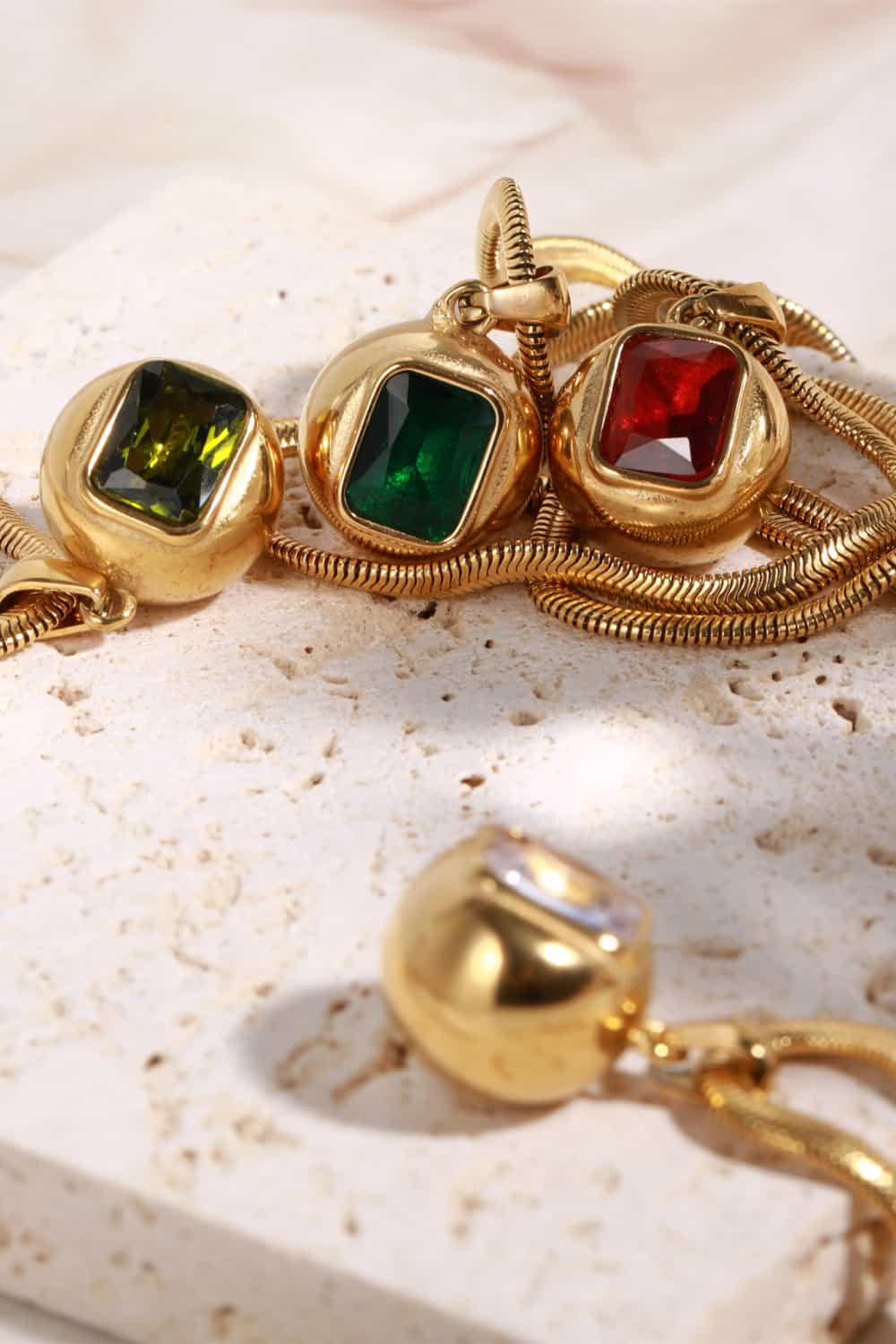Zircon 18K Gold-Plated Geometrical Shape Pendant Necklace Carauana Store