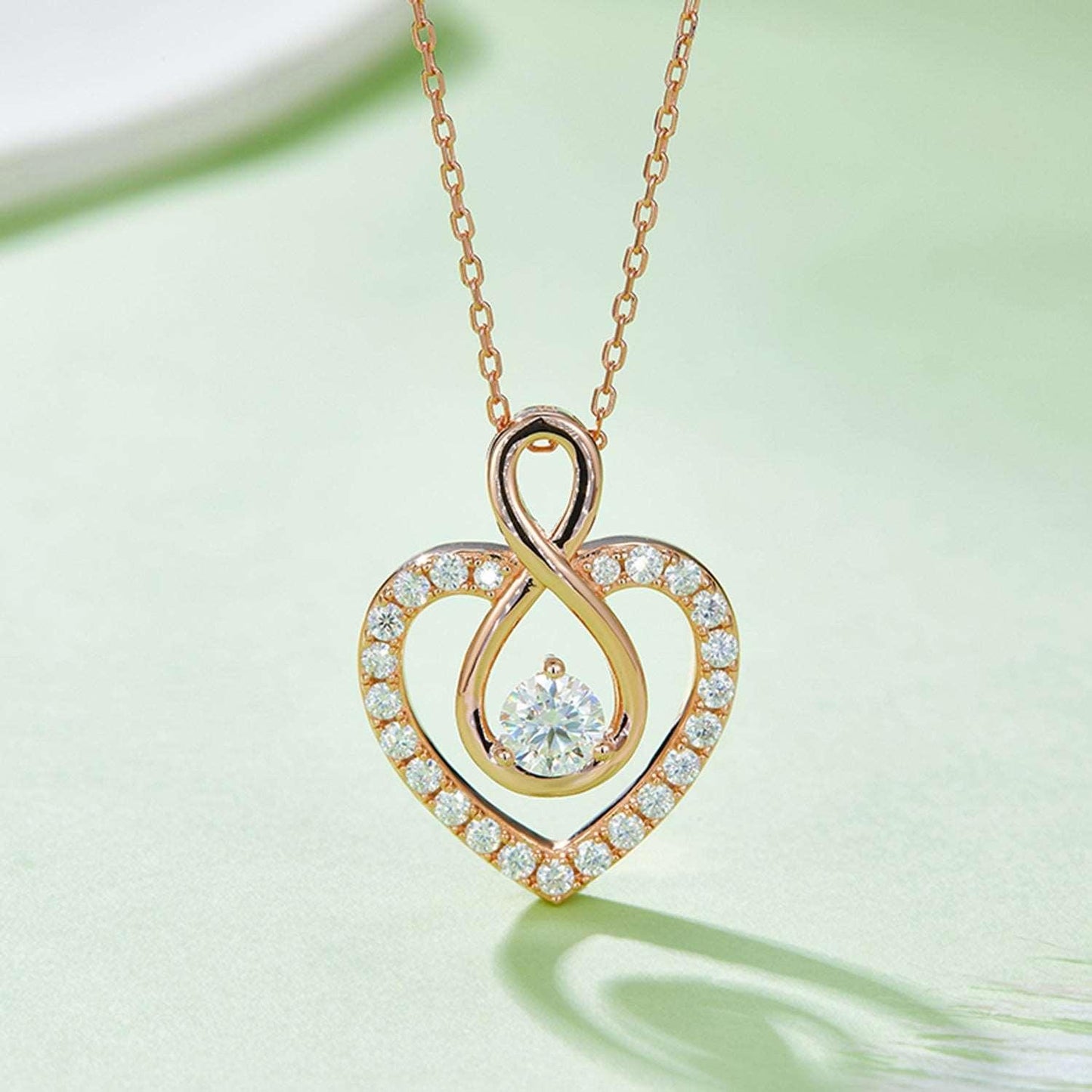 1 Carat Moissanite 925 Sterling Silver Heart Shape Necklace Carauana Store