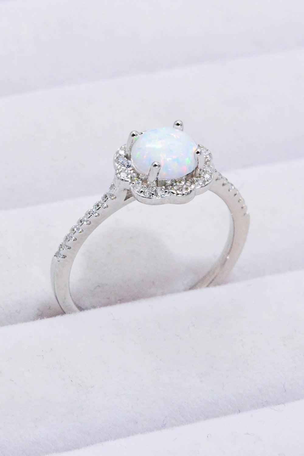 Platinum-Plated 4-Prong Opal Ring Carauana Store