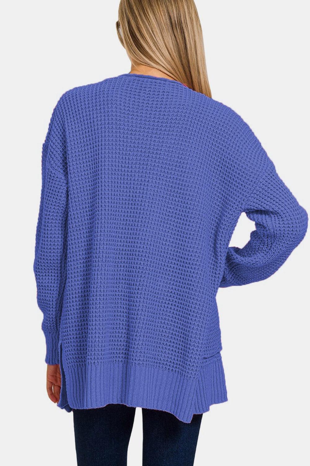 Zenana Waffle Open Front Sweater Cardigan Carauana Store