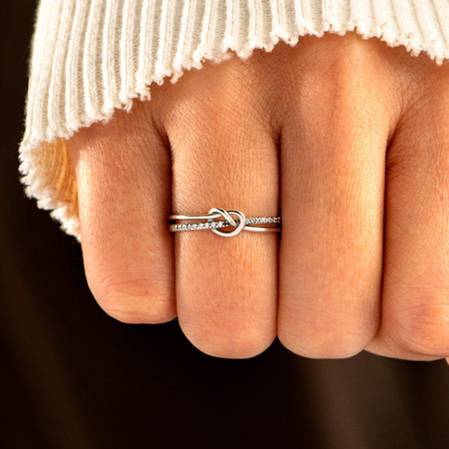 925 Sterling Silver Double-Layered Knot Ring Carauana Store