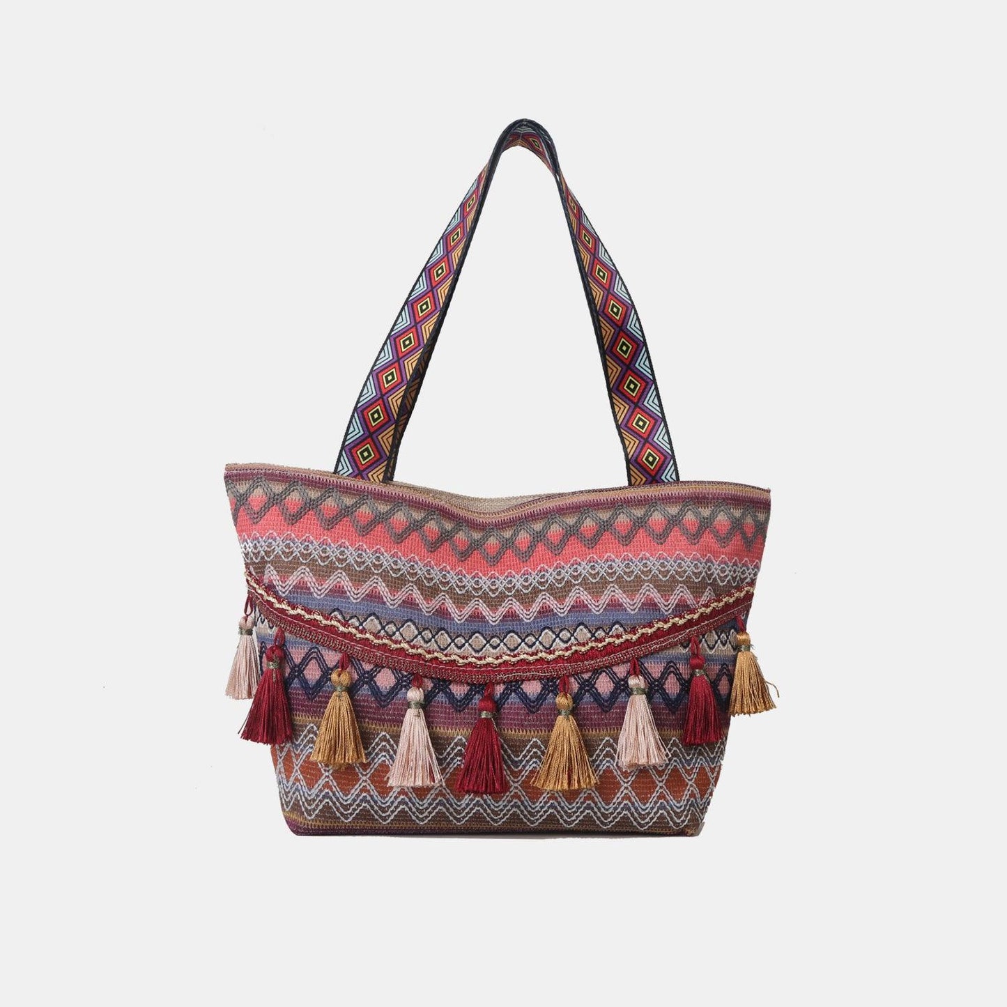 Printed Tassel Detail Tote Bag Carauana Store