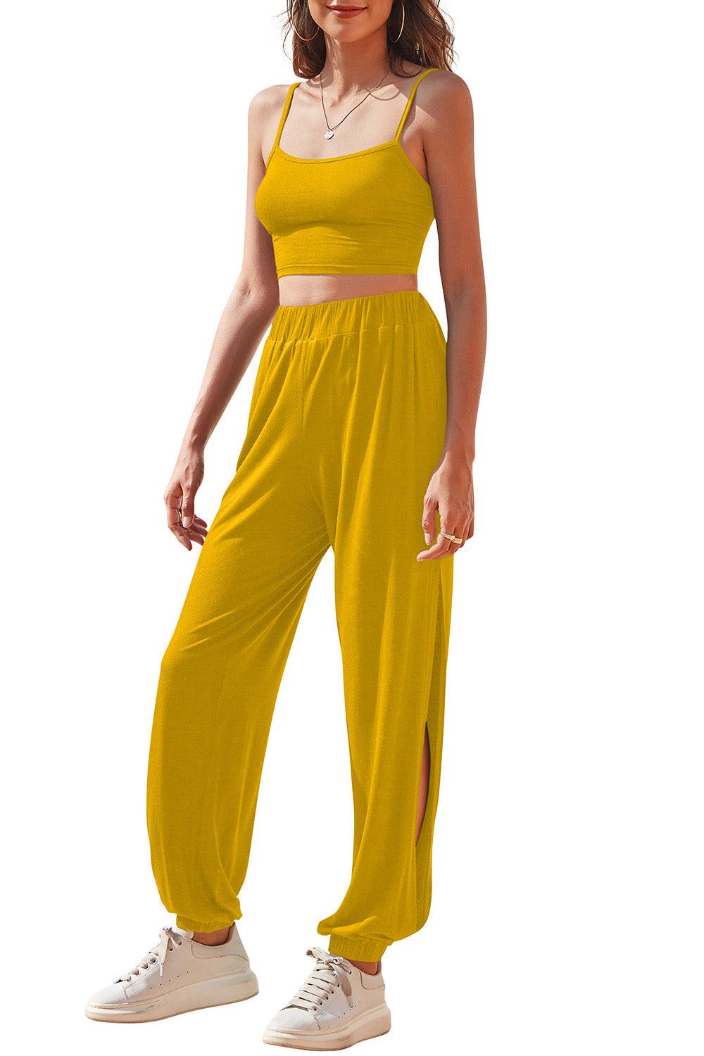 Cropped Cami and Side Split Joggers Set Carauana Store