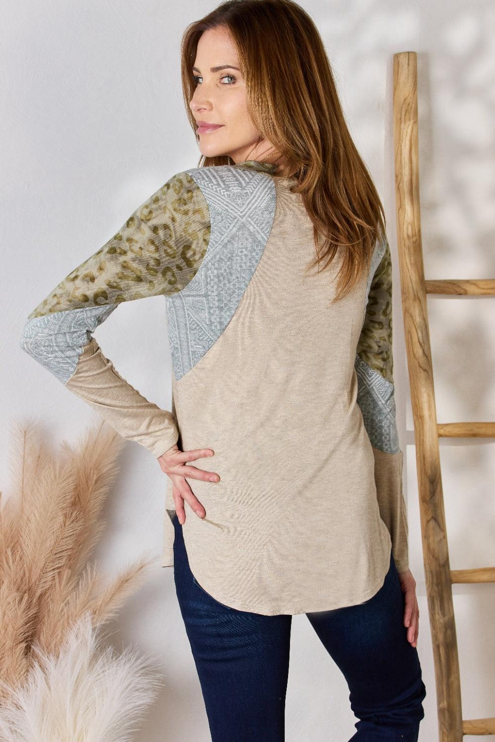 Hailey & Co Colorblock V-Neck Long Sleeve Top Carauana Store