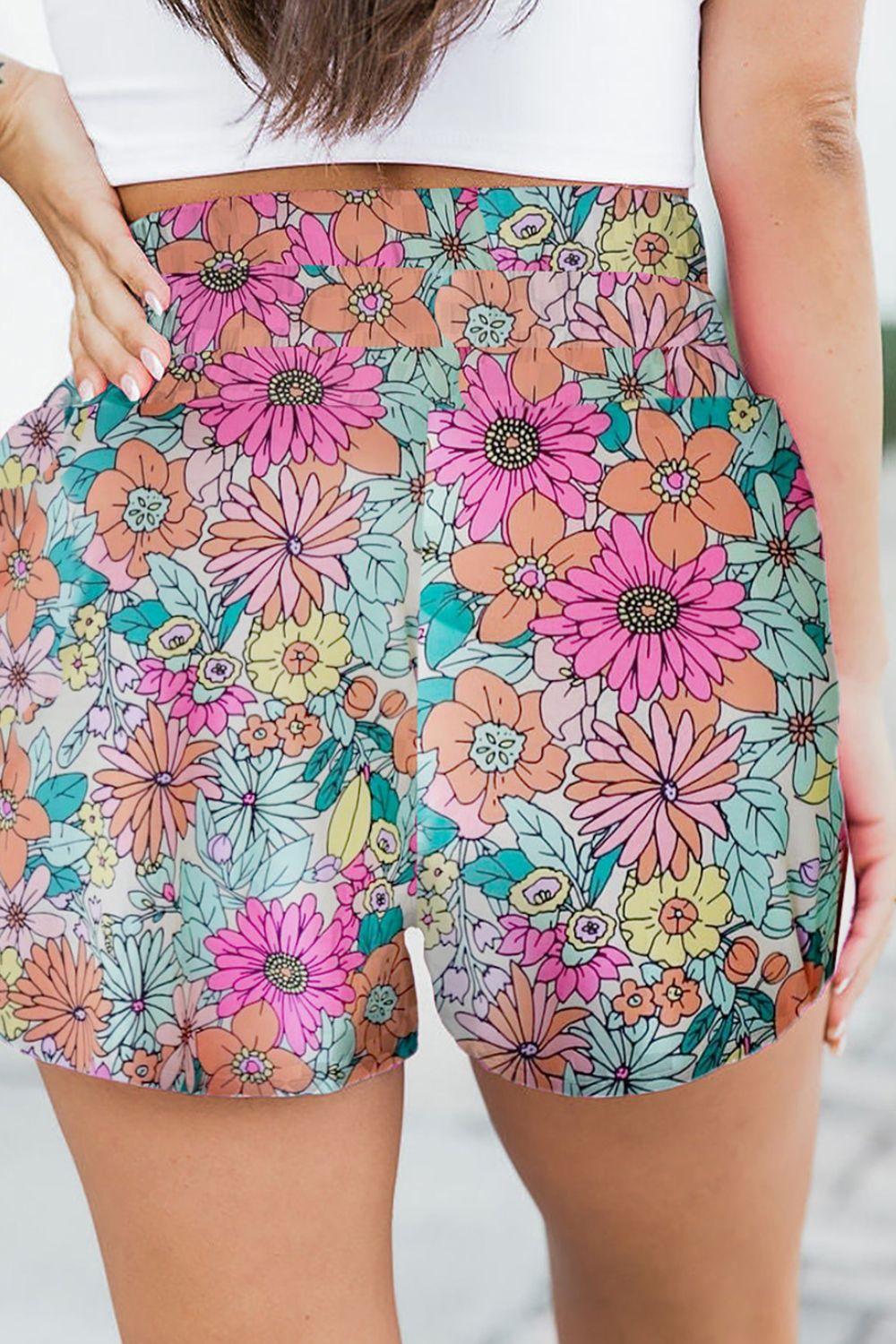 Floral Elastic Waist Shorts Carauana Store