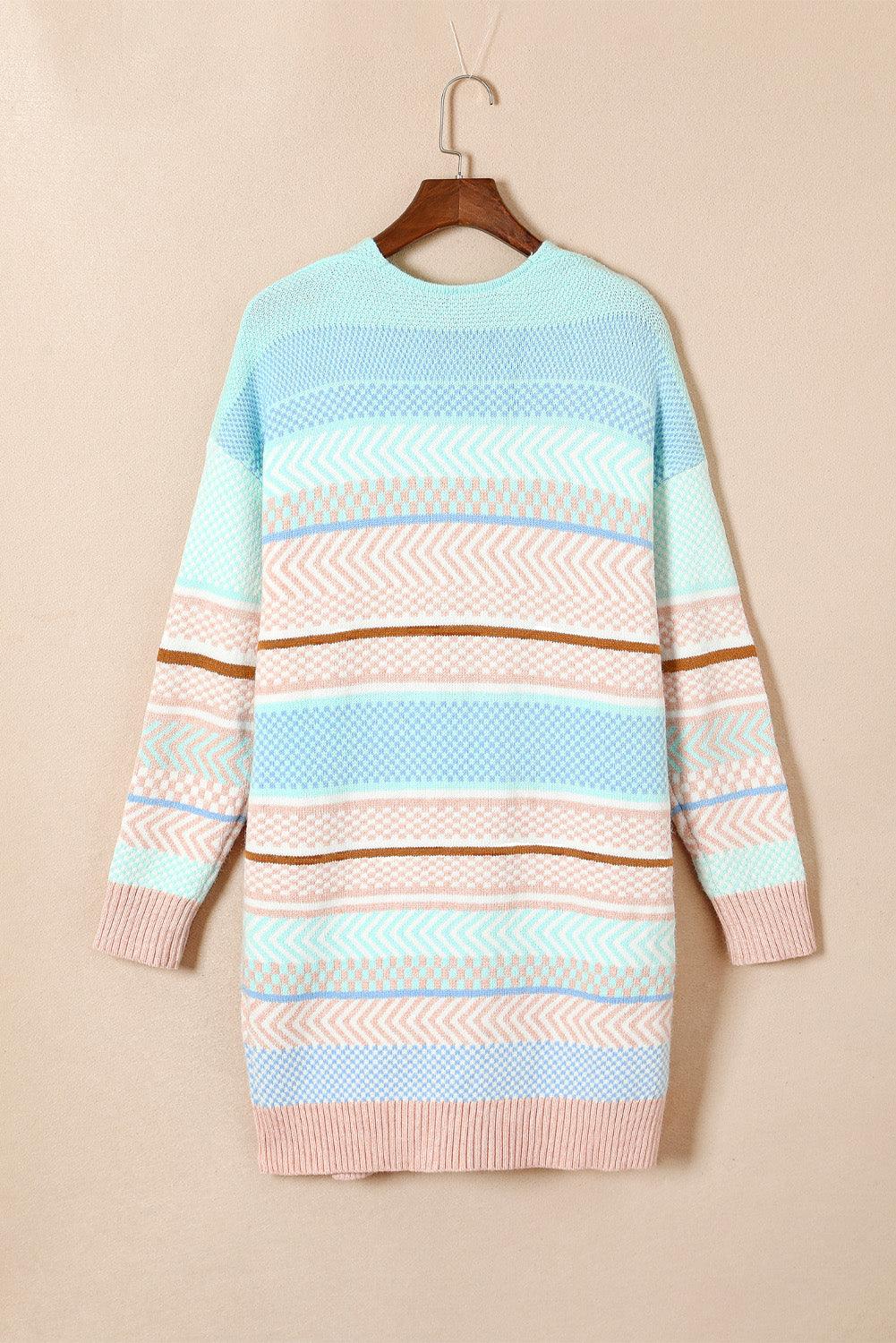 Color Block Pocketed Dropped Shoulder Cardigan Carauana Store