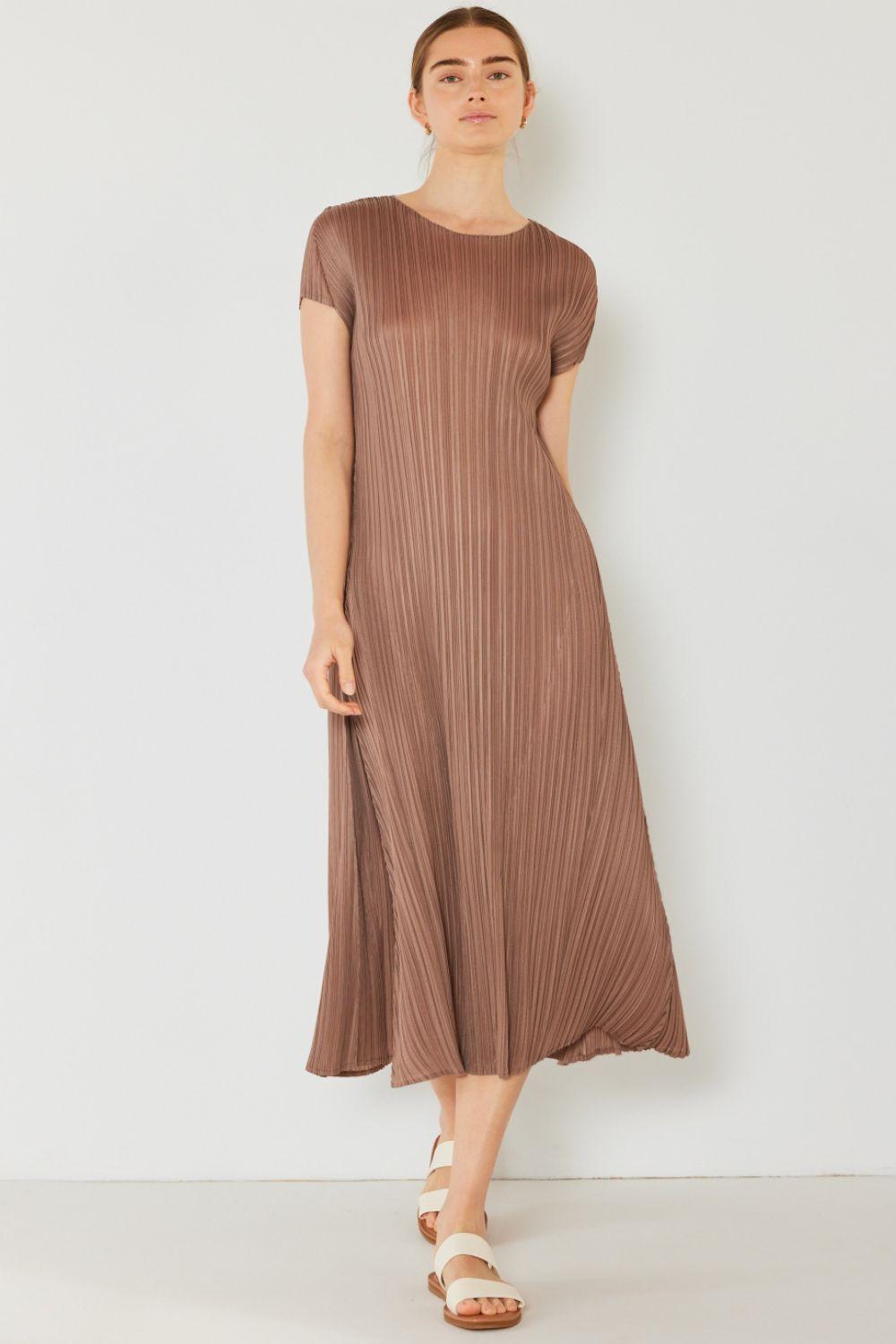Marina West Swim Pleated Cap Sleeve A-Line Dress Carauana Store