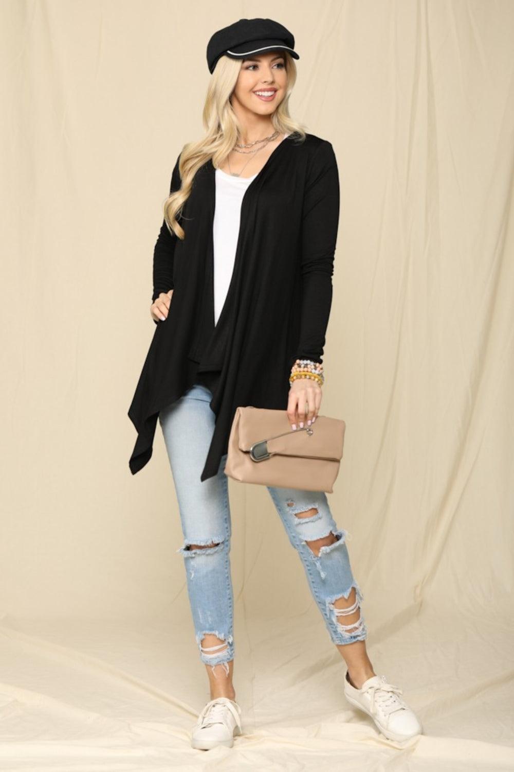 Celeste Full Size Open Front Knit Cardigan Carauana Store