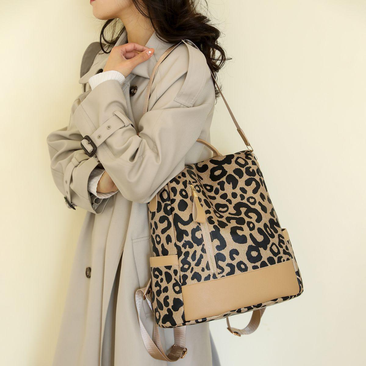Leopard PU Leather Backpack Bag Carauana Store
