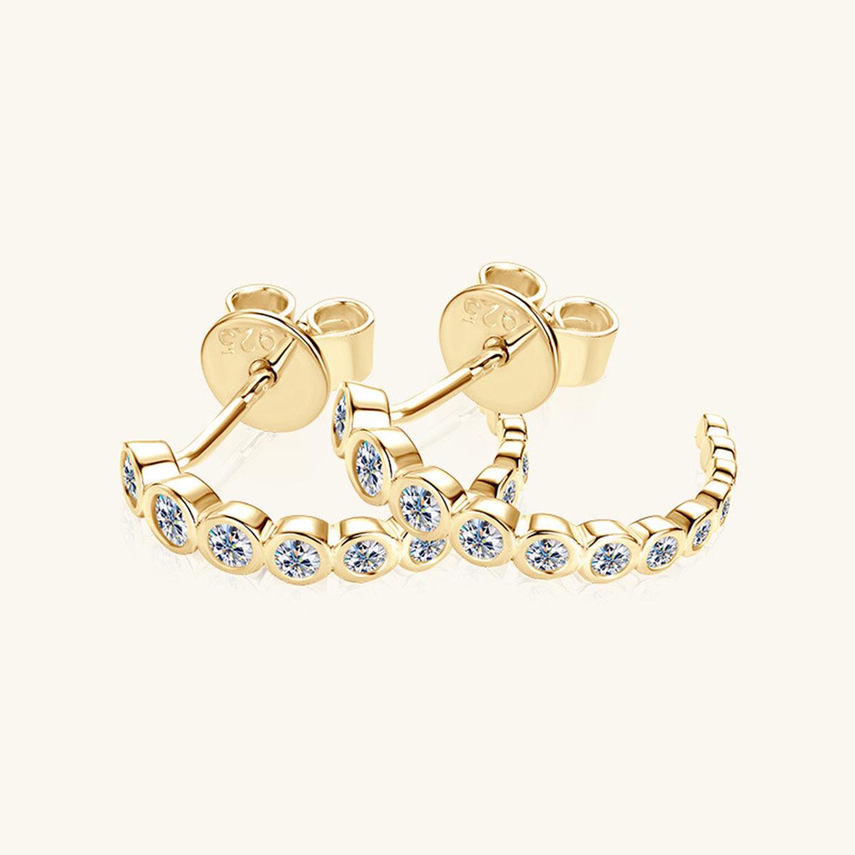 Inlaid Moissanite 925 Sterling Silver C-Hoop Earrings Carauana Store