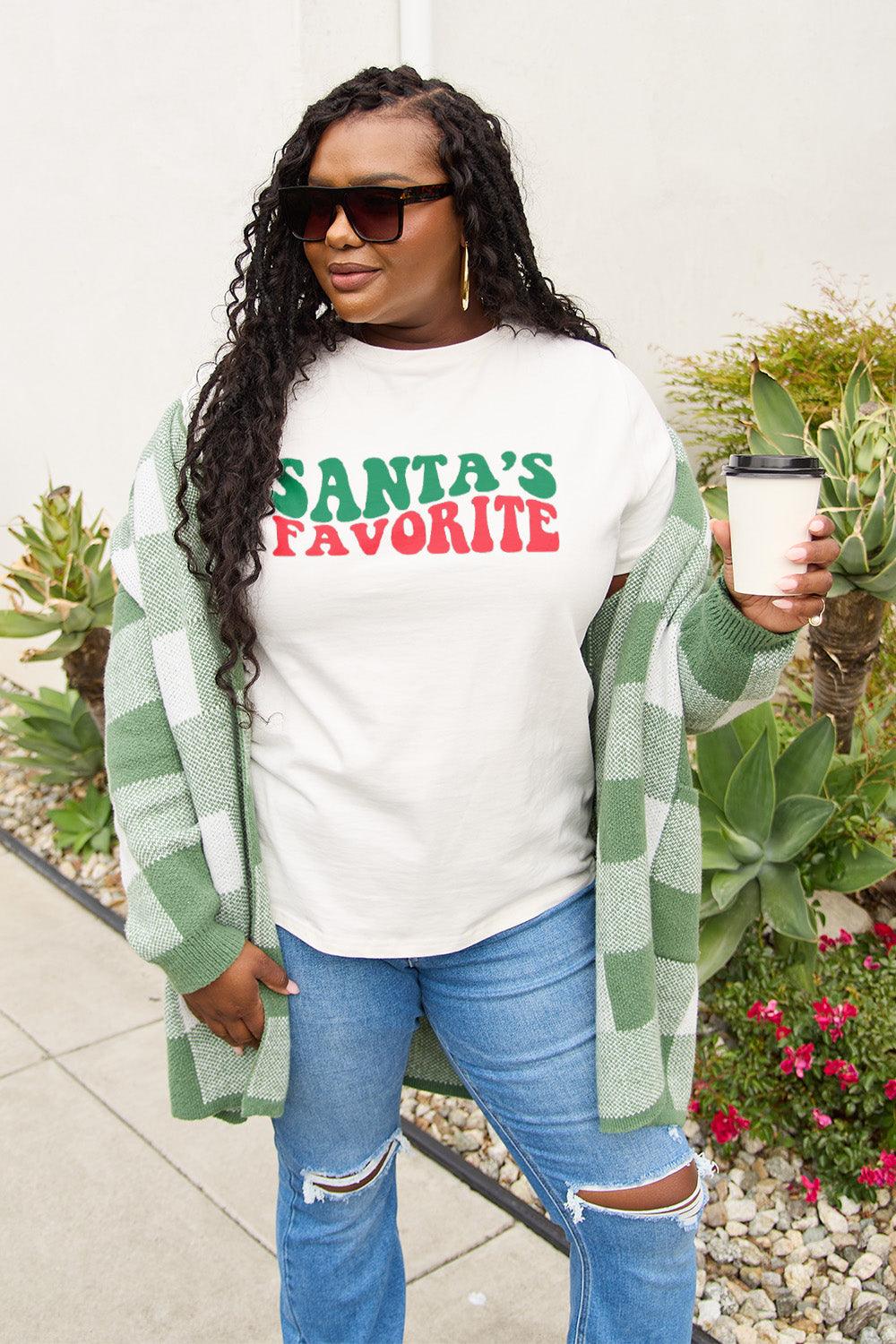 Simply Love Full Size SANTA'S FAVORITE Round Neck T-Shirt Carauana Store