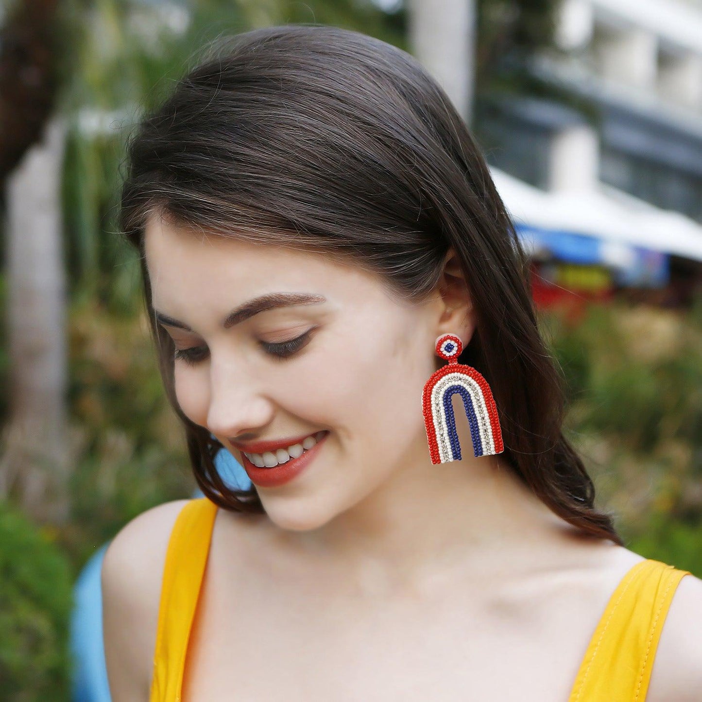 Stainless Steel Bead Geometric Dangle Earrings Carauana Store