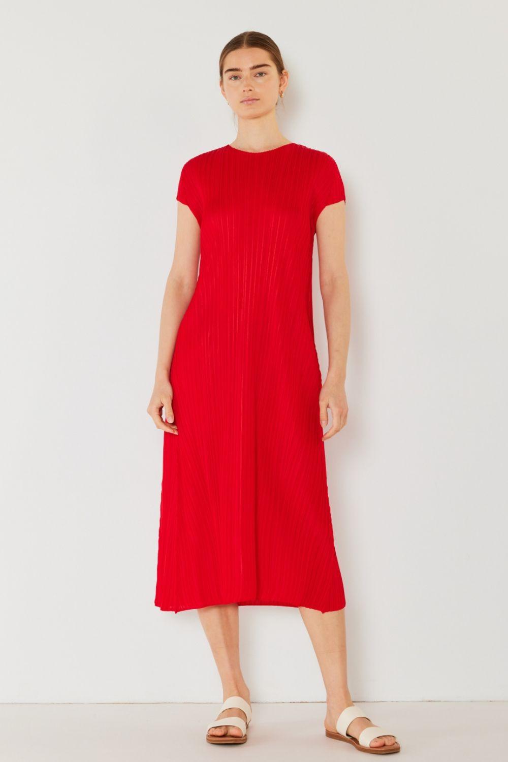 Marina West Swim Pleated Cap Sleeve A-Line Dress Carauana Store