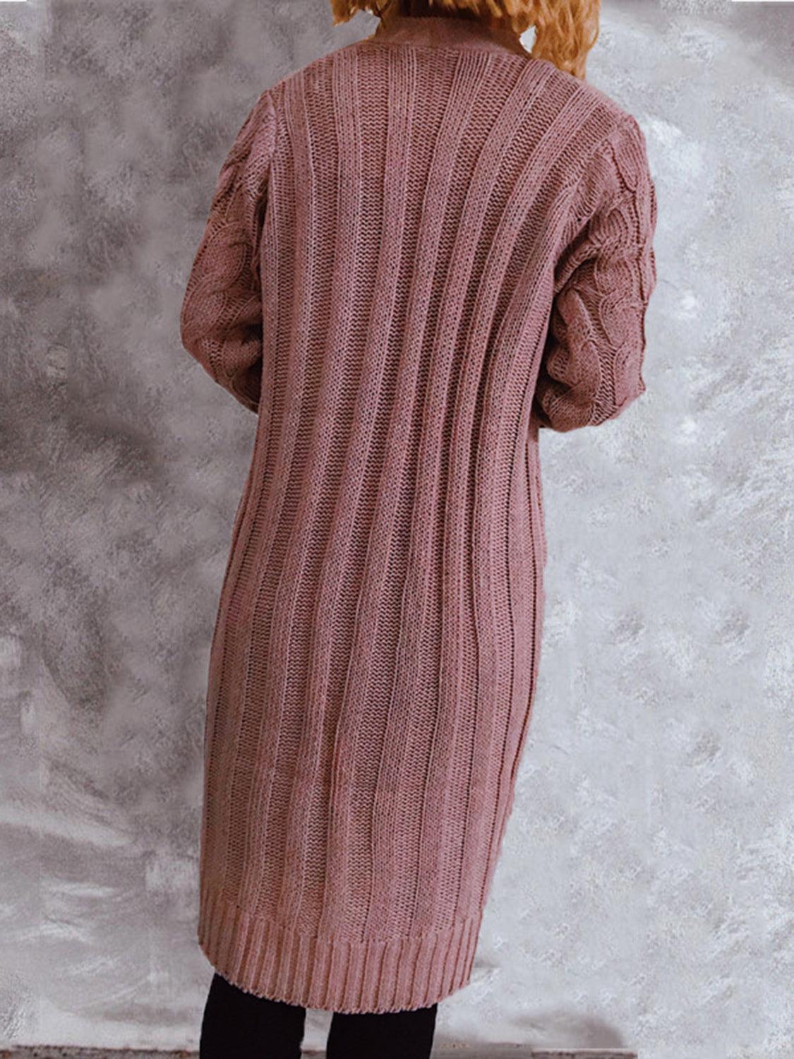 Button Up Cable-Knit Cardigan with Pockets Carauana Store