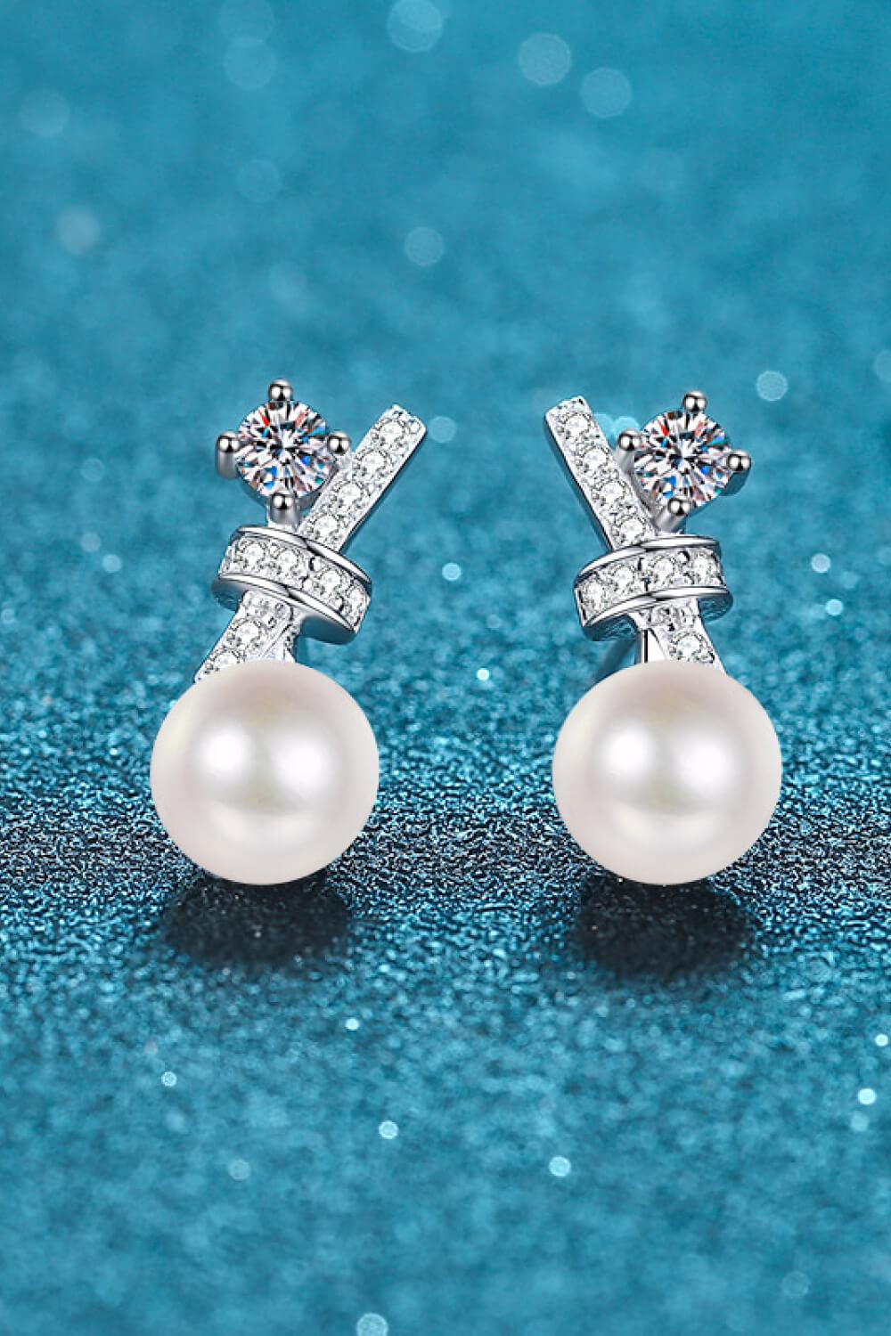 Pearl Moissanite Stud Earrings Carauana Store