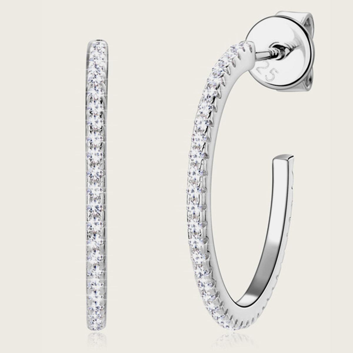 Inlaid Moissanite 925 Sterling Silver C-Hoop Earrings Carauana Store