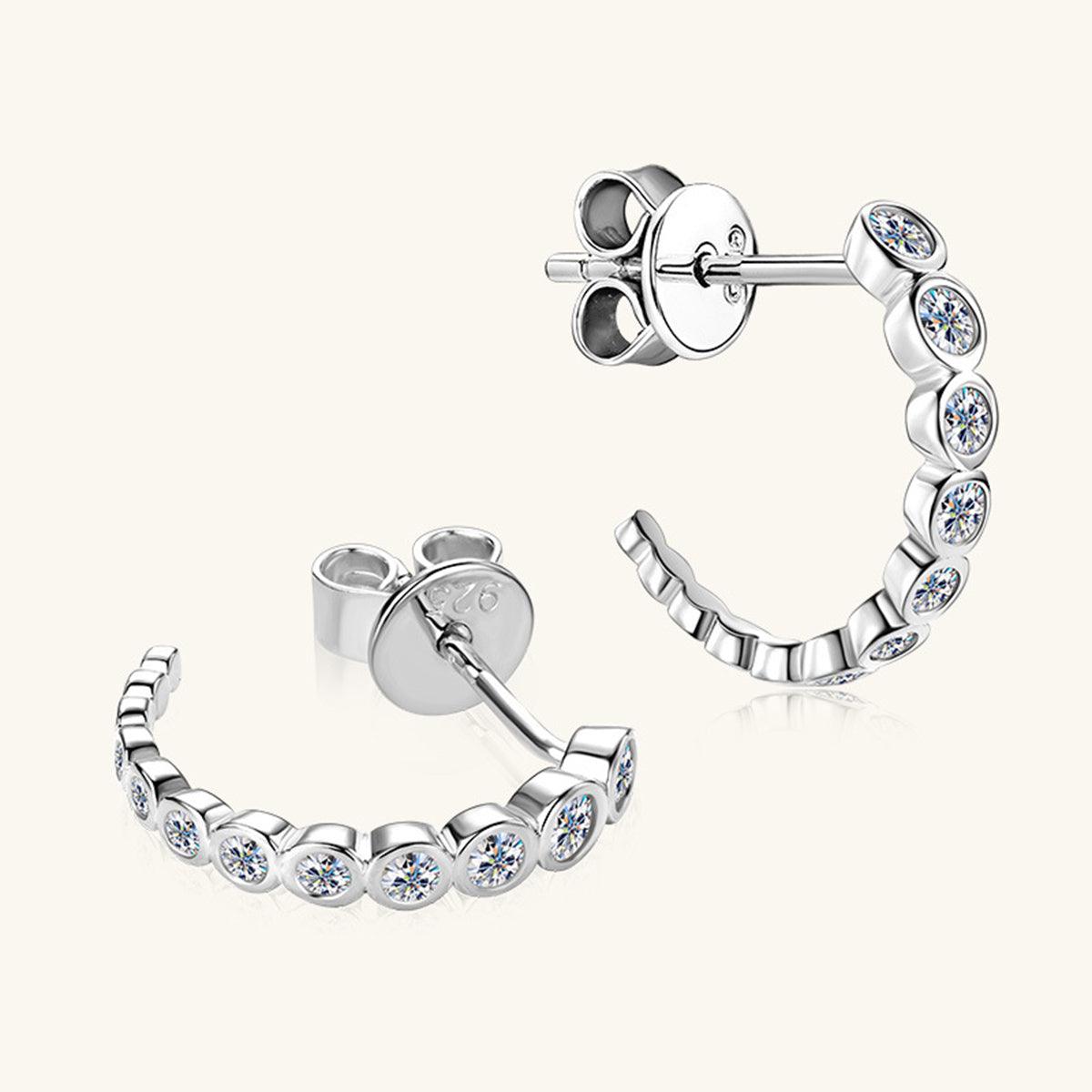 Inlaid Moissanite 925 Sterling Silver C-Hoop Earrings Carauana Store