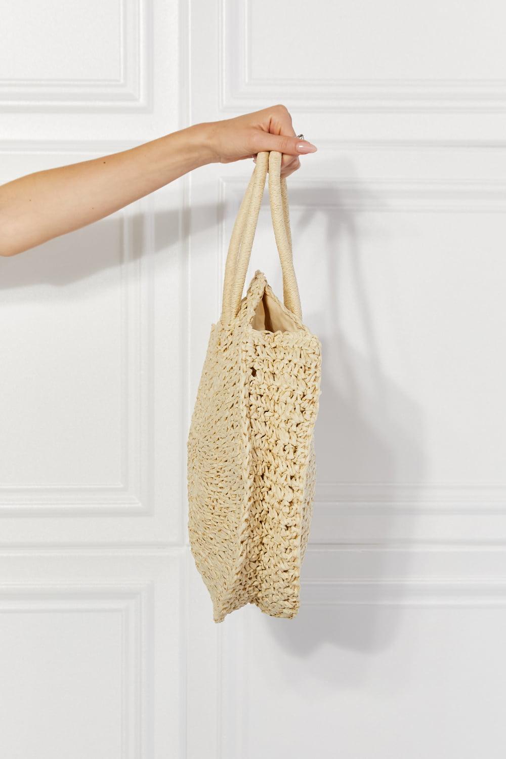 Justin Taylor Beach Date Straw Rattan Handbag in Ivory Carauana Store
