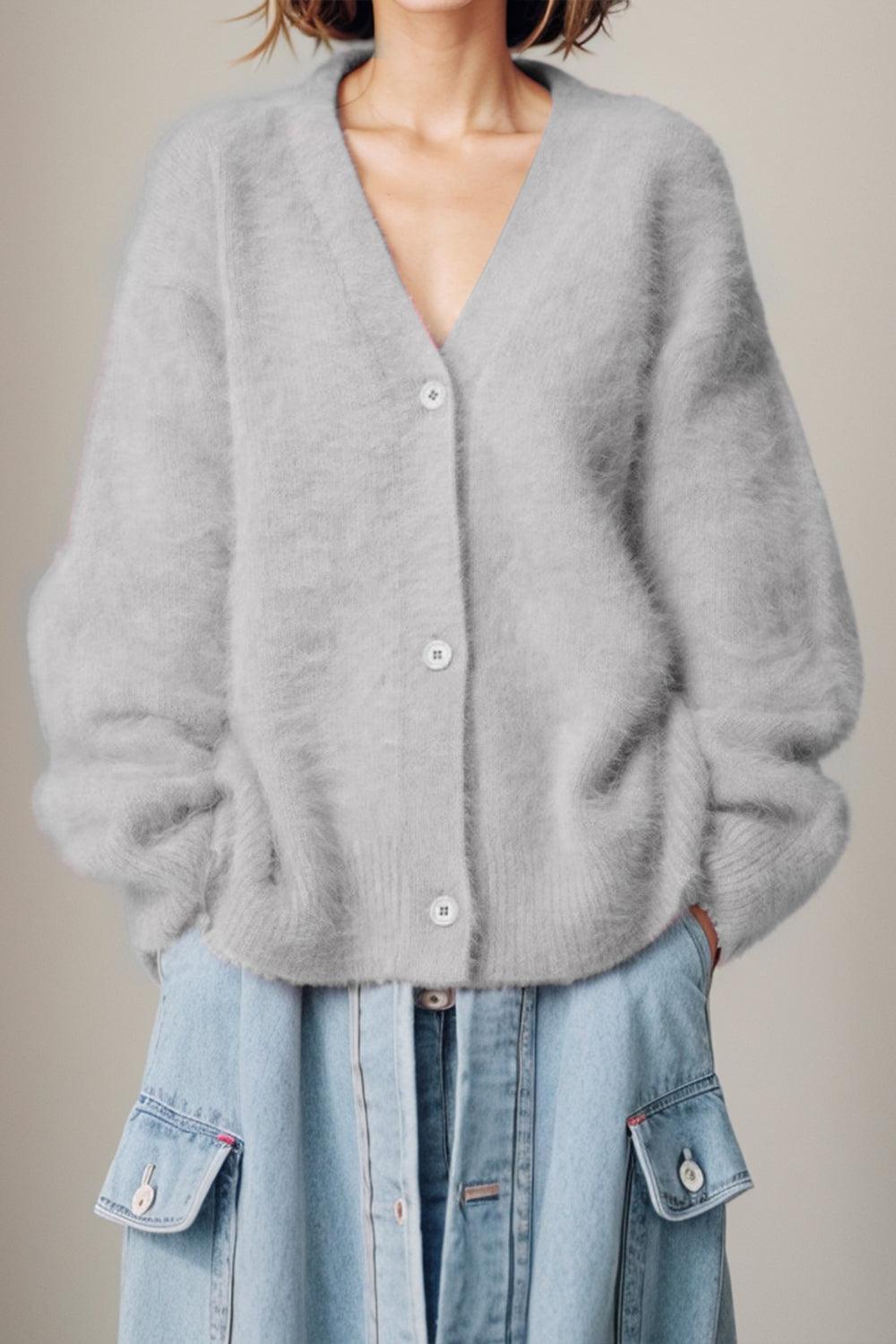 Button Up Dropped Shoulder Cardigan Carauana Store