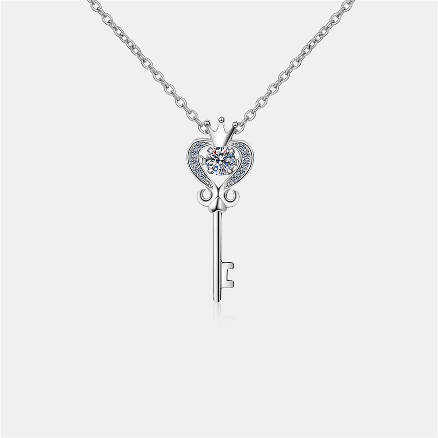 Key Shape Moissanite 925 Sterling Silver Necklace Carauana Store