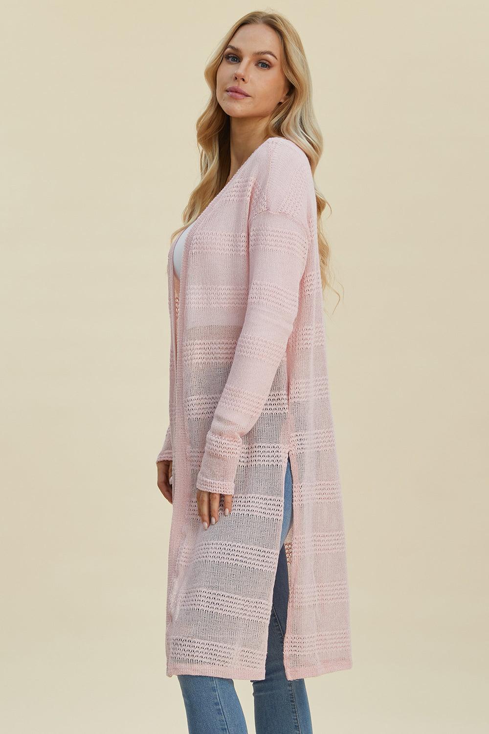 Double Take Full Size Open Front Longline Cardigan Carauana Store