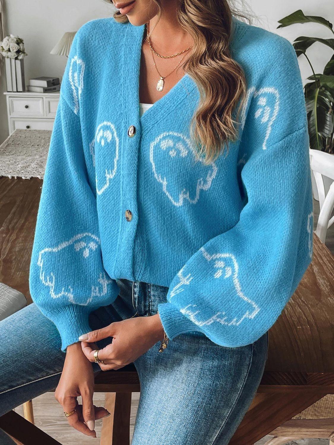 V-Neck Dropped Shoulder Cardigan Carauana Store
