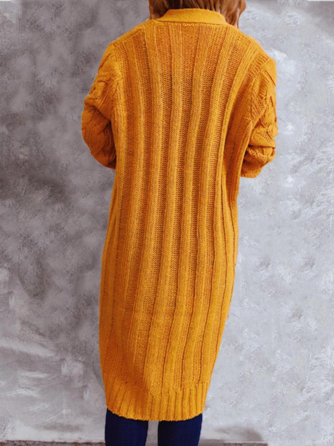 Button Up Cable-Knit Cardigan with Pockets Carauana Store