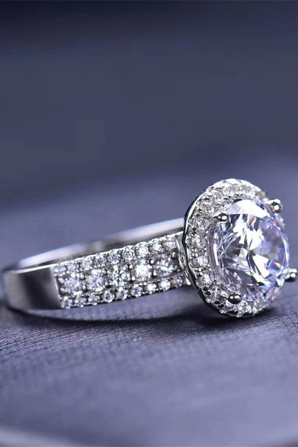 Four-Prong 2 Carat Moissanite Round Ring Carauana Store
