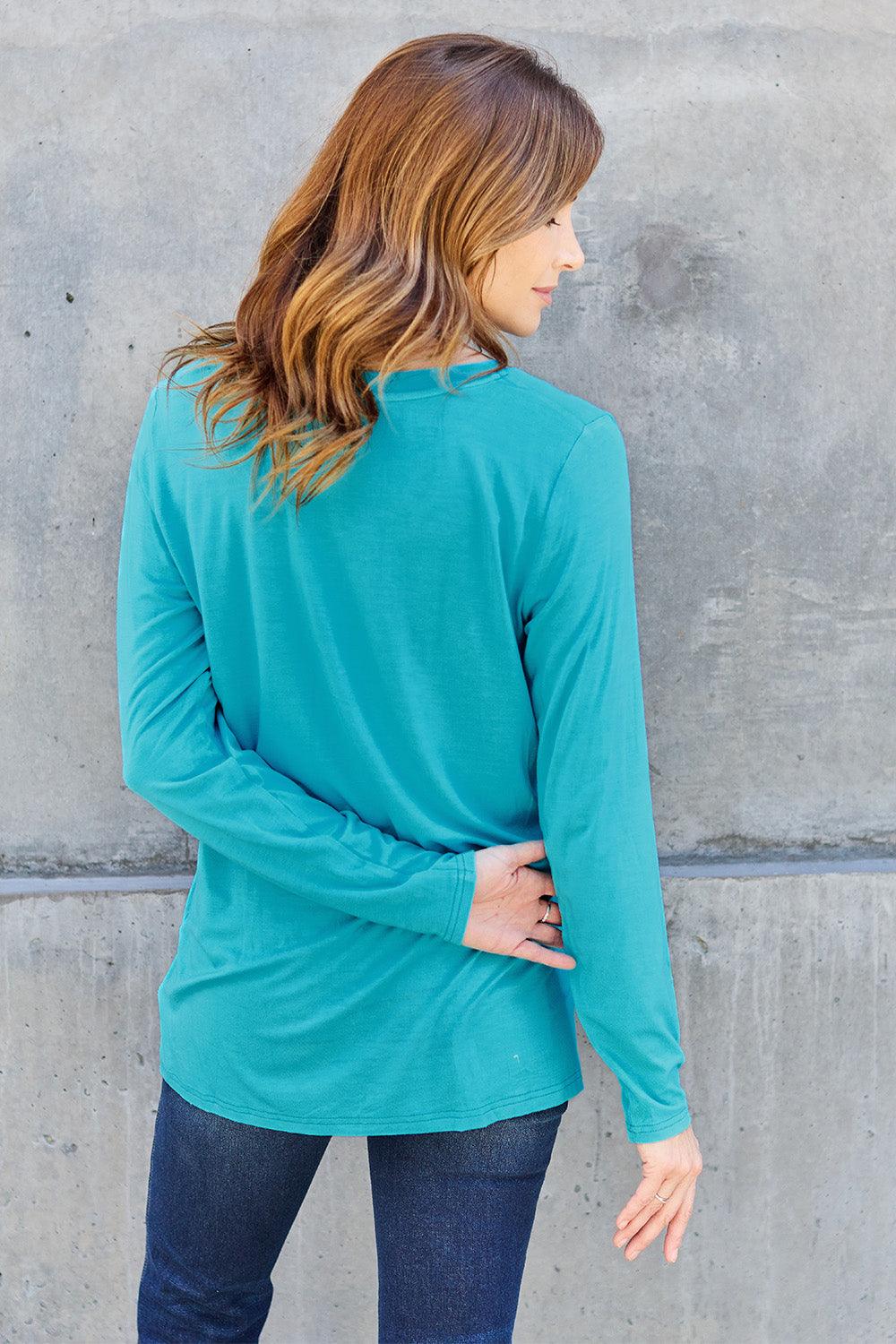 Basic Bae Full Size V-Neck Long Sleeve Top Carauana Store