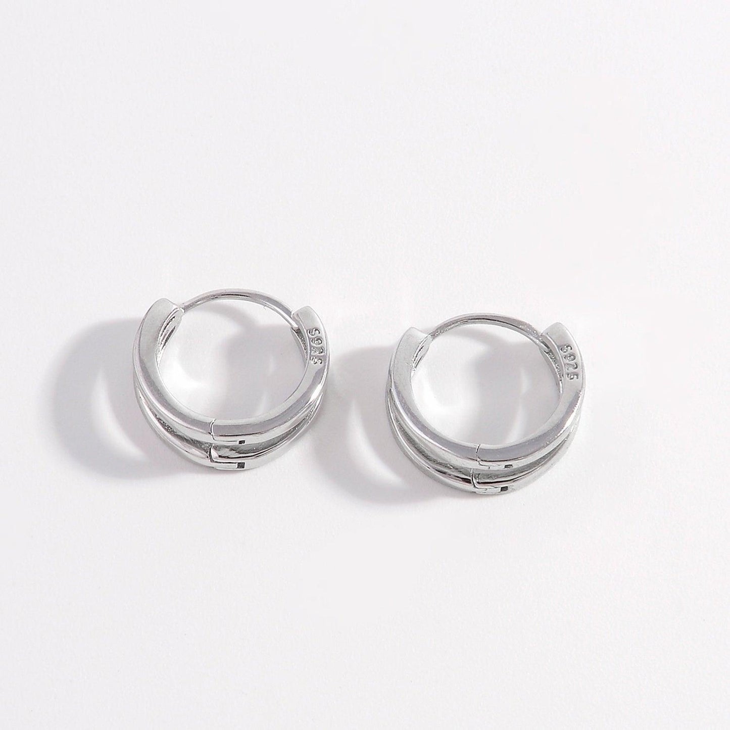 925 Sterling Silver Inlaid Zircon Huggie Earrings Carauana Store