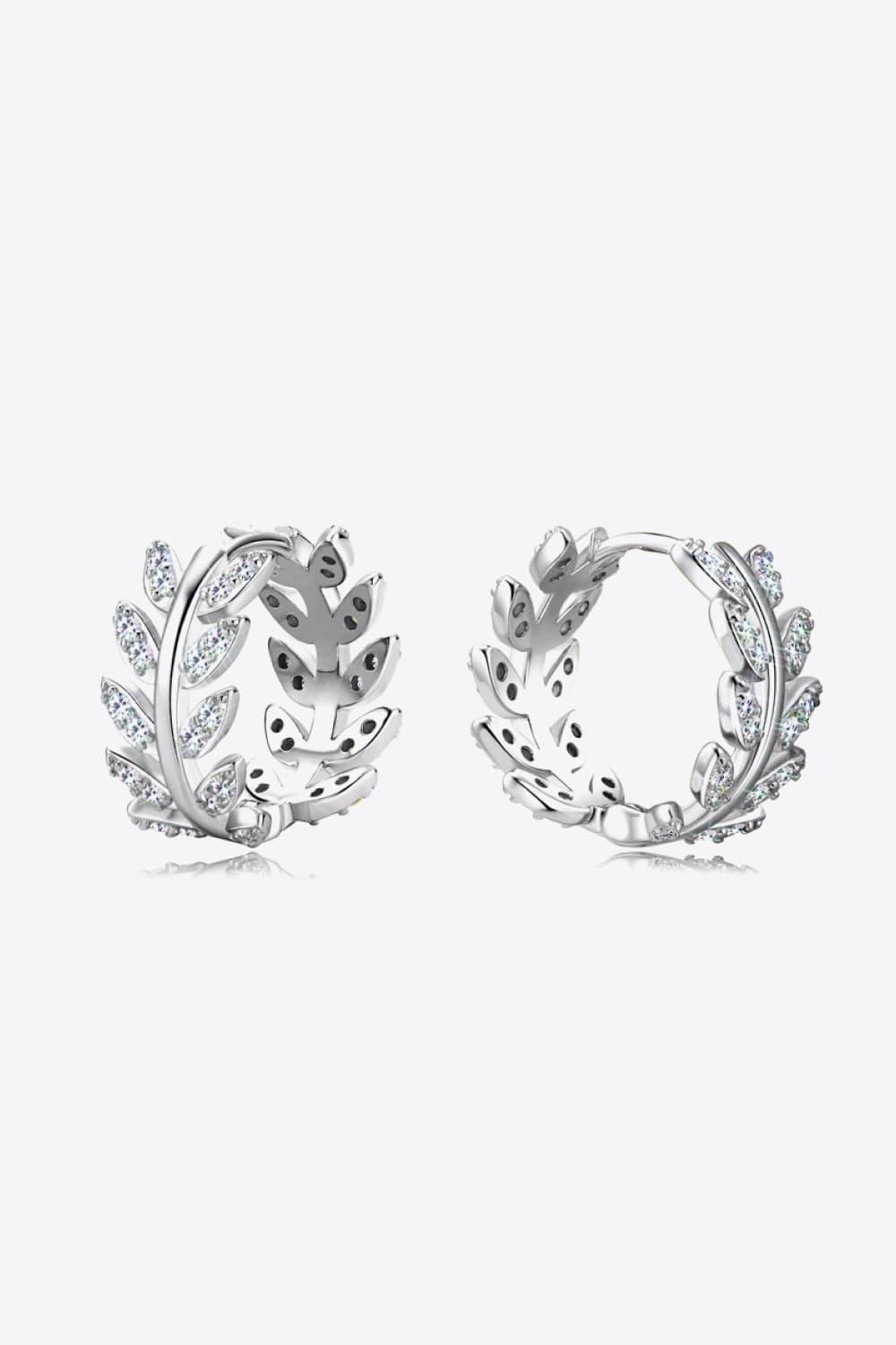 Moissanite Leaf 925 Sterling Silver Earrings Carauana Store