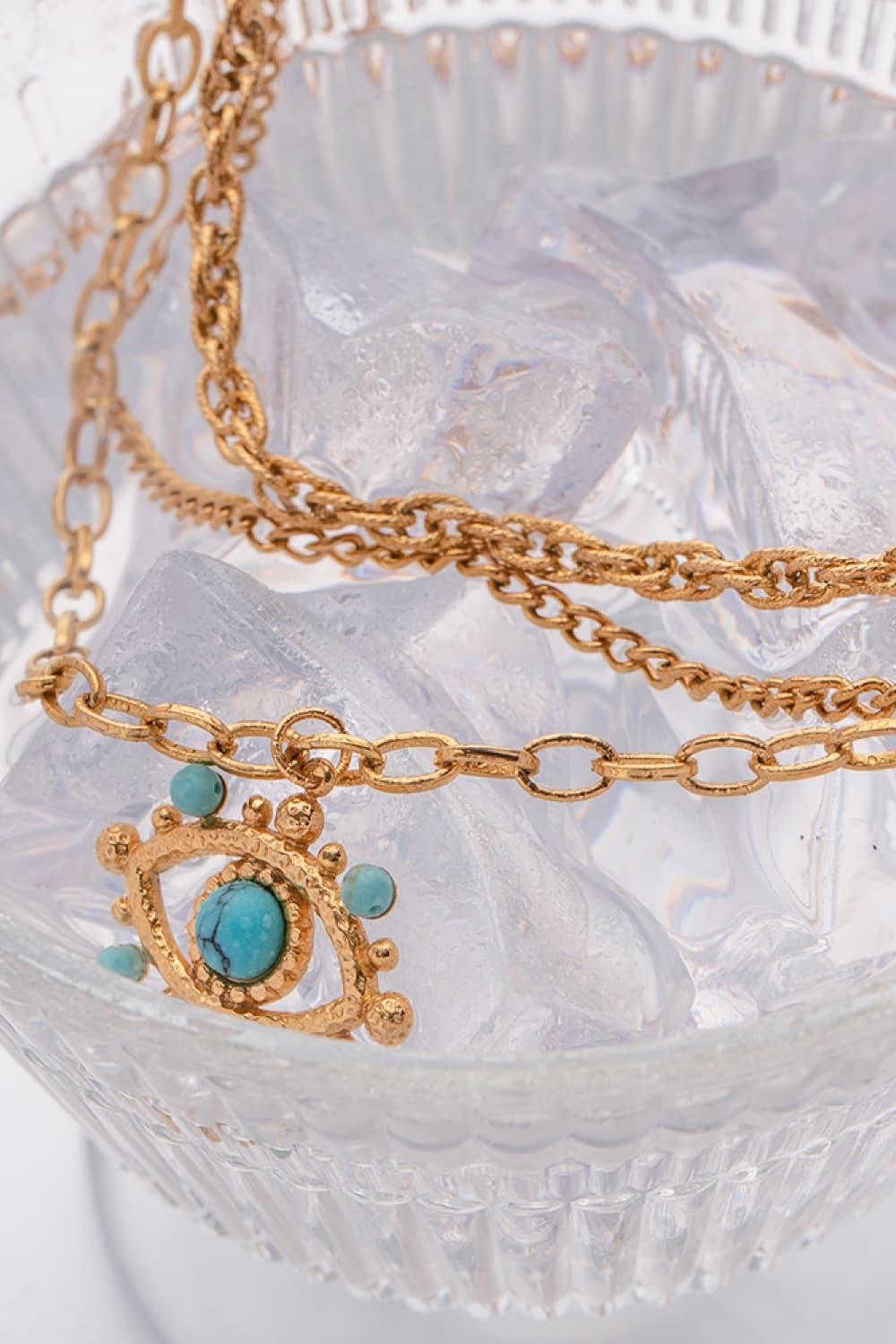 Evil Eye Design Turquoise Pendant Necklace Carauana Store